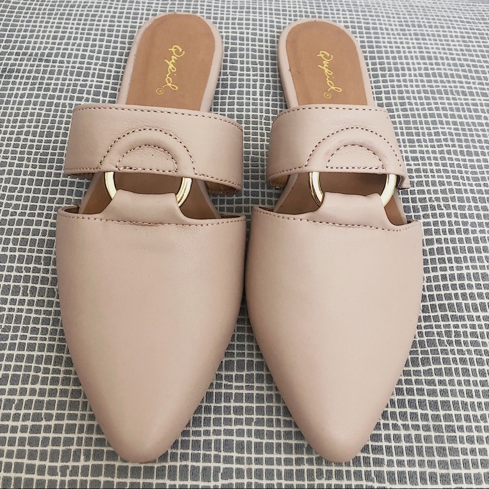 Qupid nude blush ballet mules slides flats